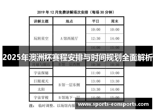 2025年澳洲杯赛程安排与时间规划全面解析